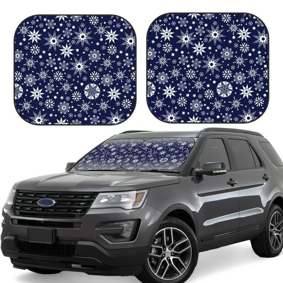 Zufioo Snowflakes2 Print Folding Car Windshield Sun Visor, Anti-ultraviolet Sun Visor, Suitable for Trucks, Vans Car Accessories-Medium