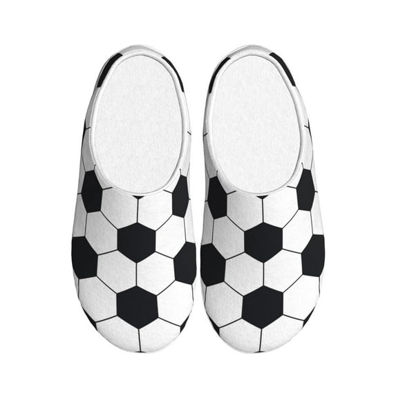 Zufioo Soccer Ball Print Adult TPR Cotton Slippers,Winter Home Cotton Slippers Suitable for Adults, Men and Women, Indoor and Outdoor-37/38