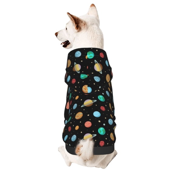 Zufioo Solar System Planets Space Print Pet Hooded Sweatshirt, Suitable for Small Dogs Pet Hoodie Clothes-Medium