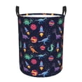 thumbnail image 1 of Zufioo Space Dinosaur Print Round Dirty Clothes Basket, Waterproof Standing Dirty Clothes Bag, Suitable for Home, Bathroom, Car Trunk-Small, 1 of 6