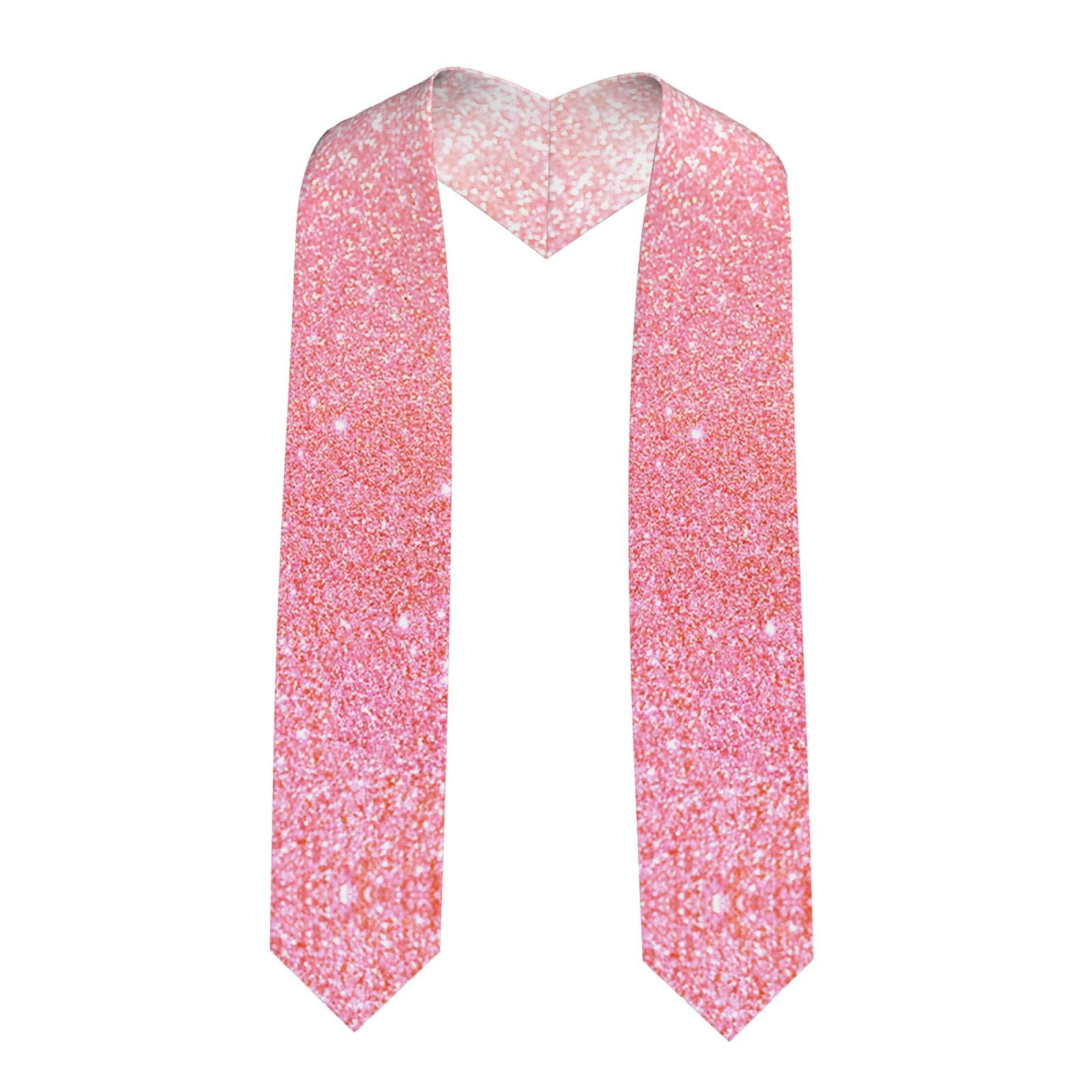 Zufioo Sparkly Pink Glitter Print Graduation Shawl Ribbon, Graduation ...