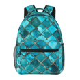 thumbnail image 1 of Zufioo Square Glass Mosaic Print Casual Student Backpack, Adjustable Shoulder Straps Multi-Function Multi-Pocket Sports Bag Travel Backpack, Unisex-One Size, 1 of 5