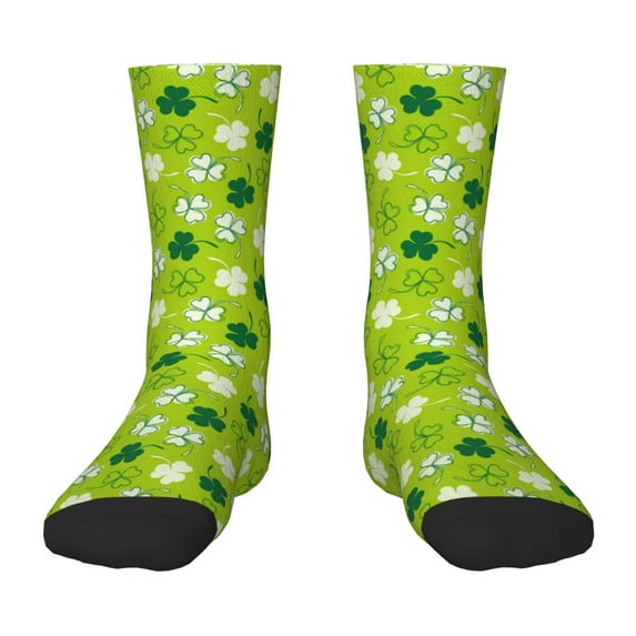Zufioo St Patrick's Day7 Print Children's Mid-tube Socks, Contrast Color High Elastic Sports Socks - Sweat-absorbent, Warm, Suitable for Children Aged 6-10