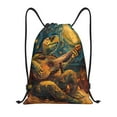 thumbnail image 1 of Zufioo Starry Night Guitar Turtle Sports Cinch Sack Gym String Bags Machine Washable Heavy Duty String Backpack for Men Women-Small, 1 of 1