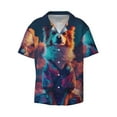 Zufioo Starry Sky White Cloud Puppy Print Mens Button Down Short Sleeve