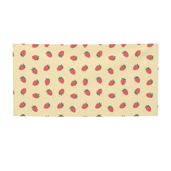 Zufioo Strawberries Print Holiday Banners, Party Banners, Hanging Flags, Bar Shopping Mall Garden Wall Decorations, Holiday Decoration Supplies-Medium