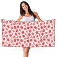 thumbnail image 1 of Zufioo Strawberry Print Silver Fox Fleece Beach Towel 27.5x55in, Super Absorbent Bath Towel, Suitable for Adult Beach, Swimming Pool and Home Use-One Size, 1 of 6