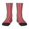 thumbnail image 1 of Zufioo Stripes Red White Print Children's Mid-tube Socks, Contrast Color High Elastic Sports Socks - Sweat-absorbent, Warm, Suitable for Children Aged 6-10, 1 of 5