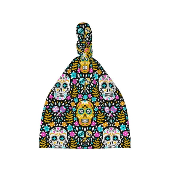 Zufioo Sugar Skulls Baby Beanie Hats Soft Knotted Caps for Infant Baby Girls Boys Caps 0-6 Months