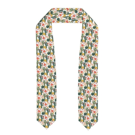 Zufioo Summer Cactus With Blooming Print Graduation Shawl Ribbon, Graduation Ribbon for Male and Female Graduates-Flattened