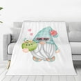 Zufioo Summer Gnome,Cute Gnome Fleece Blanket Queen Size,Plush Bed