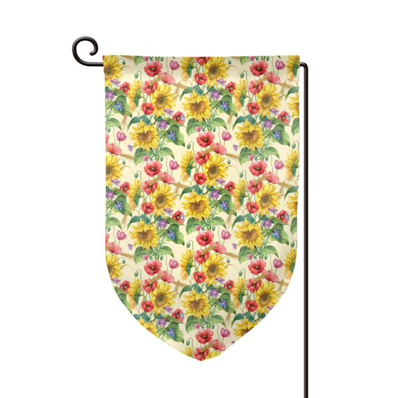 Zufioo Sunflower Cornflower Poppy Print Garden Decoration Flags, Sun-resistant and Wrinkle-resistant Flags, Balcony, Terrace, Garden Decorations, Home Decorations-One Size