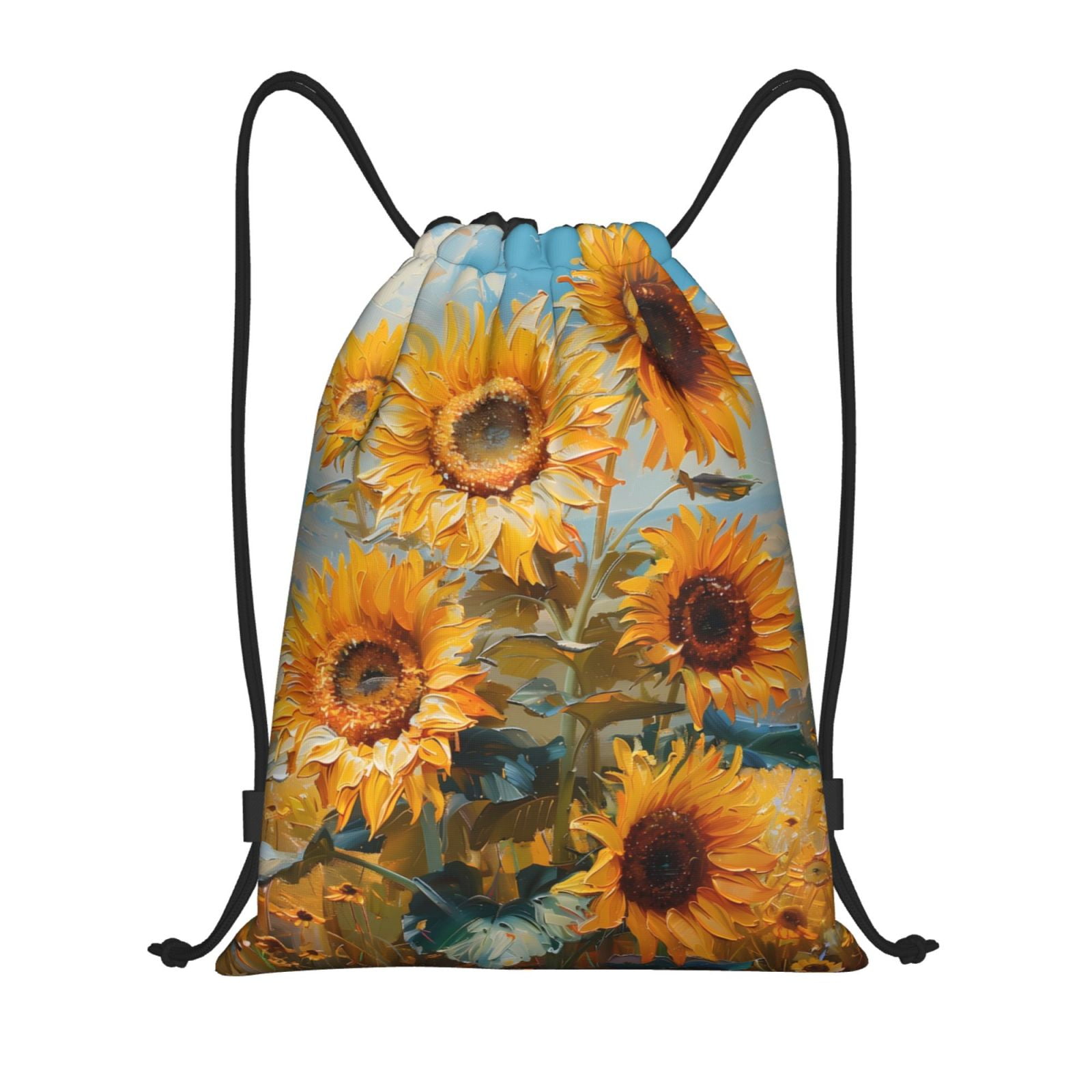 Zufioo Sunflower Field Art Sports Cinch Sack Gym String Bags Machine ...