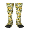 Zufioo Sunflowers And Butterflies Print Long High Thigh Socks KneeHigh