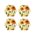 thumbnail image 1 of Zufioo Sunflowers And Butterflies Print Leather Coaster Set, Decorative PVC Coasters 4-pack - Scald and Stain-resistant, Suitable for Home, Cafes, Restaurants-Hexagon, 1 of 6