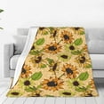 Zufioo Sunflowers Fleece Blanket Queen Size,Plush Bed Blanket,Ultra
