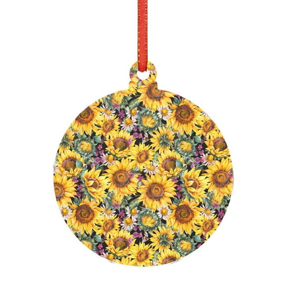Zufioo Sunflowers Vintage Print Large Acrylic Christmas Ornaments, Suitable for Christmas Tree Christmas Holiday Party Pendant Decorations-Round Shape