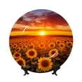 thumbnail image 1 of Zufioo Sunset Golden Sunflower Field Print Bone China Decorative Plate, Ceramic Dinner Plate with Stand Ceramic Decoration Homewares-6in, 1 of 6