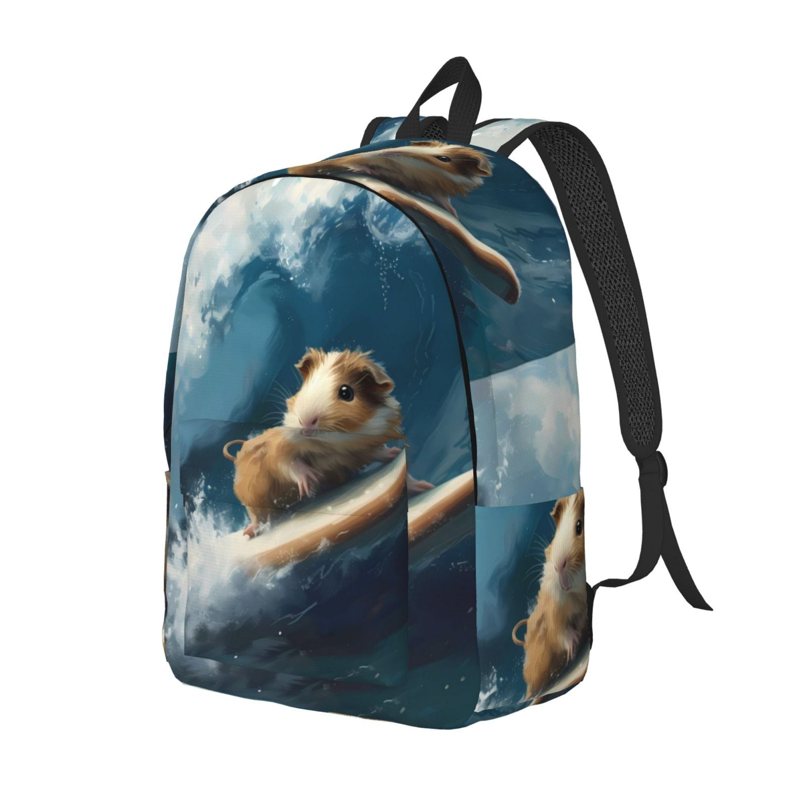 Zufioo Surfing Guinea Pig Canvas Backpack,Mens Small Backpack for Work