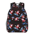 thumbnail image 1 of Zufioo Surfing Santa Print Casual Student Backpack, Adjustable Shoulder Straps Multi-Function Multi-Pocket Sports Bag Travel Backpack, Unisex-One Size, 1 of 5