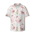 Zufioo Swan And Flowers Print Mens Button Down Short Sleeve Shirt