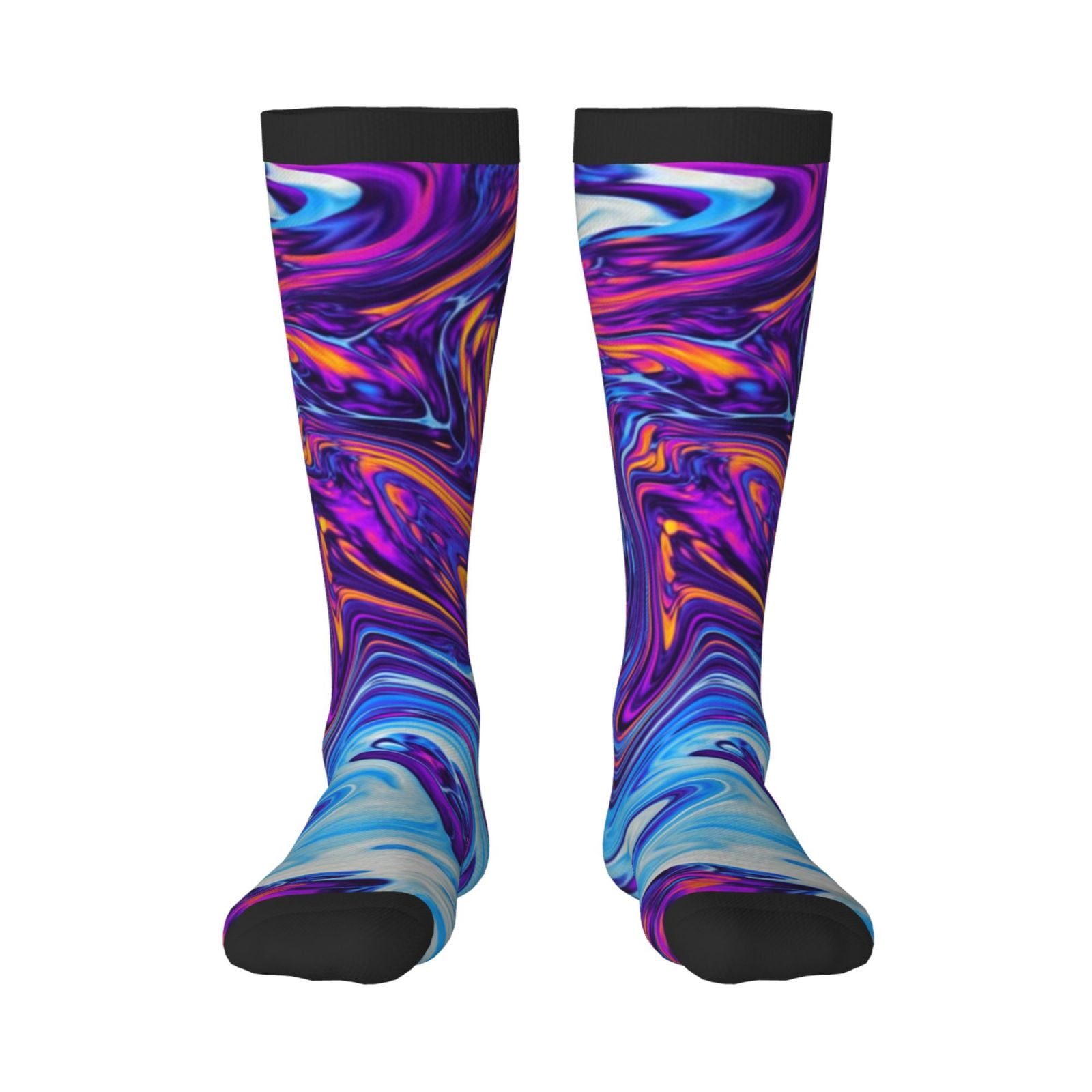 Circle Dot Sock in Bright Purple With Light Blue Heel and Toe main image 1