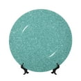 thumbnail image 1 of Zufioo Teal Green Glitter Print Bone China Decorative Plate, Ceramic Dinner Plate with Stand Ceramic Decoration Homewares-7in, 1 of 6