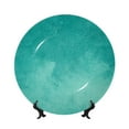 thumbnail image 1 of Zufioo Teal Turquoise1 Print Bone China Decorative Plate, Ceramic Dinner Plate with Stand Ceramic Decoration Homewares-6in, 1 of 6