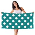 thumbnail image 1 of Zufioo Teal And White Polka Dot Print Silver Fox Fleece Beach Towel 27.5x55in, Super Absorbent Bath Towel, Suitable for Adult Beach, Swimming Pool and Home Use-One Size, 1 of 6
