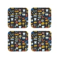 thumbnail image 1 of Zufioo Teeth Print Leather Coaster Set, Decorative PVC Coasters 4-pack - Scald and Stain-resistant, Suitable for Home, Cafes, Restaurants-Square, 1 of 6