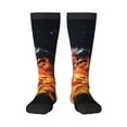 Zufioo Tennis Ball In Fire1 Print Long High Thigh Socks KneeHigh Warm
