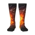 Zufioo Tennis Ball On Fire And Water Print Long High Thigh Socks Knee