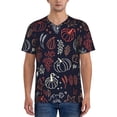 thumbnail image 1 of Zufioo Thanksgiving Print Men's Baseball Short Sleeve, Moisture Wicking Button-Down Hip Hop Tee-Large, 1 of 7