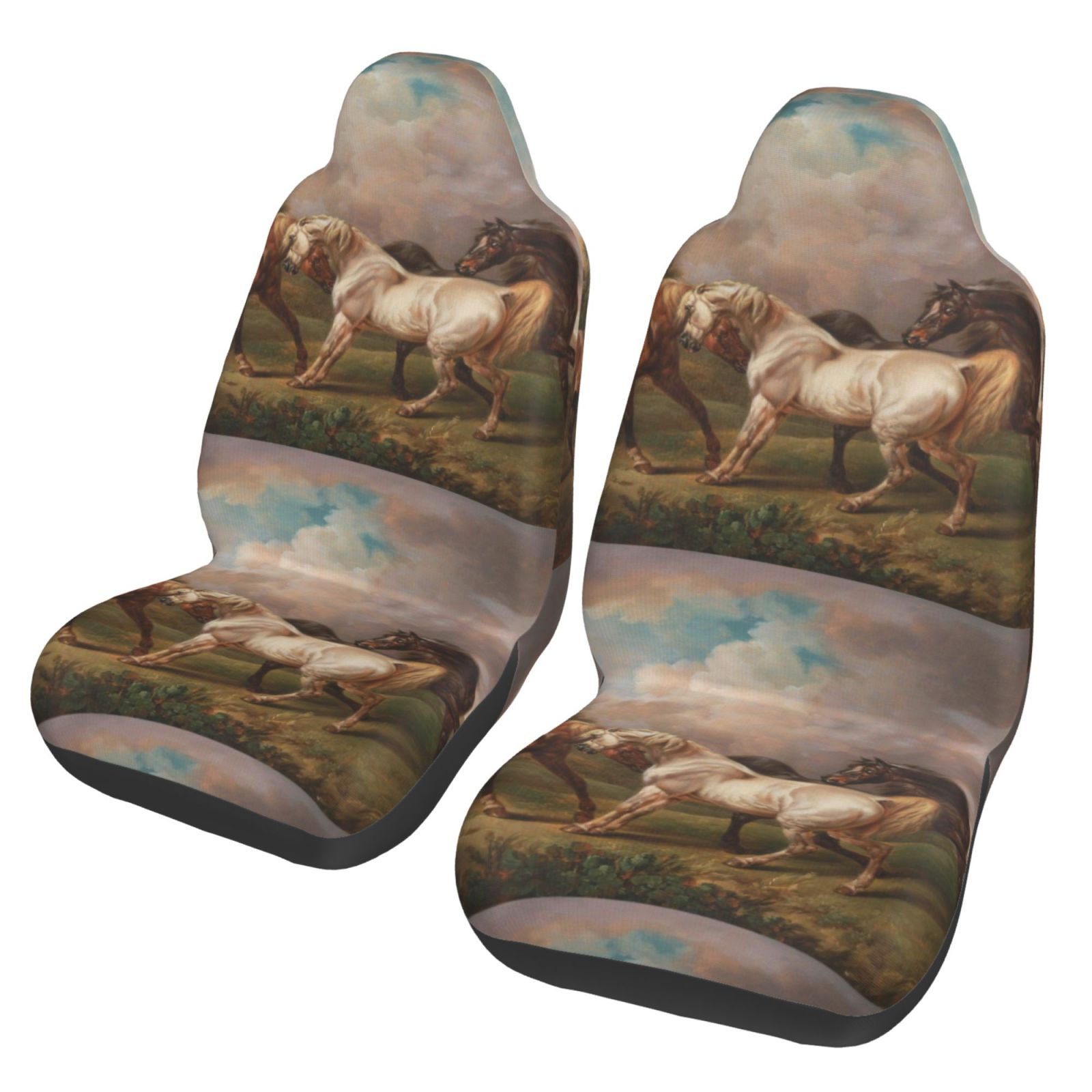 Zufioo Three Horses Oil Painting Baby Beanie Knit Toddler Hat for Girls