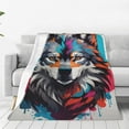 thumbnail image 1 of Zufioo Tie-Dye Wolf Head Fleece Blanket Queen Size,Plush Bed Blanket,Ultra Soft Throw Blanket,Plush Fuzzy Cozy Blanket Perfect for Bed,Couch-40"x30", 1 of 7