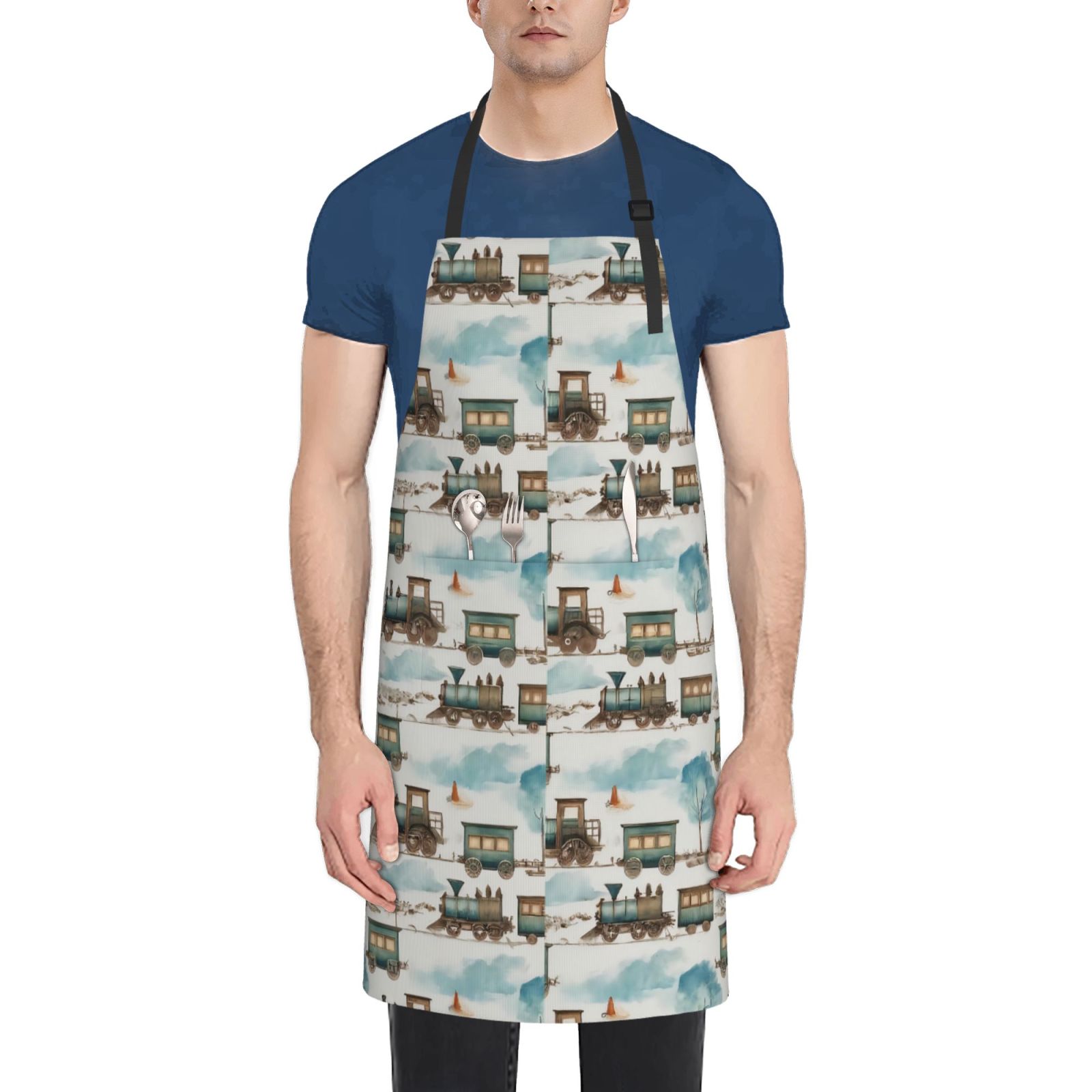 Zufioo Transport Train Print Adult Waterproof Apron, Cooking Apron ...