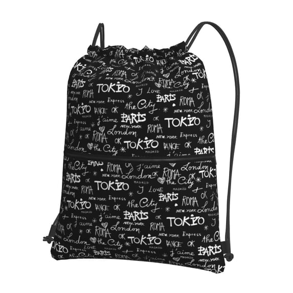 Zufioo Travel The World Drawstring Backpack Sport Gym Sackpack for Women Men