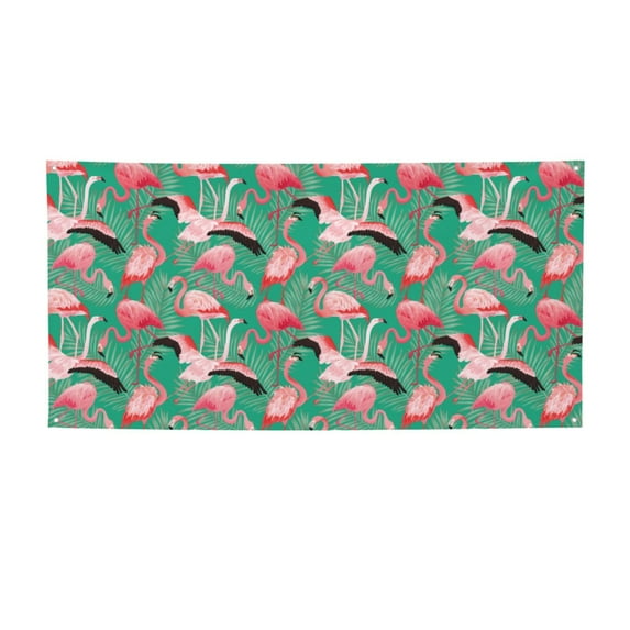 Zufioo Tropical Flamingo Print Holiday Banners, Party Banners, Hanging Flags, Bar Shopping Mall Garden Wall Decorations, Holiday Decoration Supplies-Small