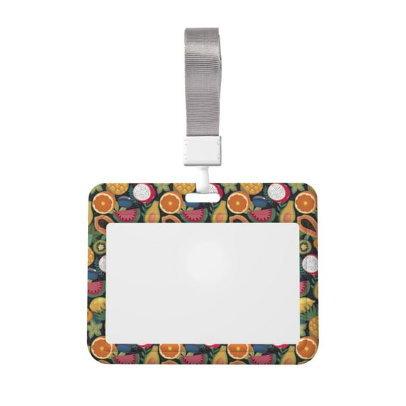 Zufioo Tropical Fruits Print Work Badge Protective Case, Waterproof Lanyard, Badge Transparent Clip, Suitable for Induction Card Badge Swipe Credit Card