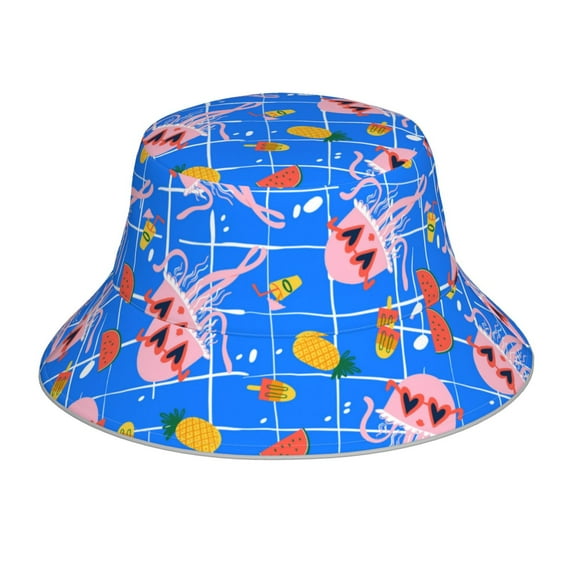 Zufioo Tropical Jellyfishes Waterproof Reflective Holographic Bucket Hat,Men and Women Night Reflective Hat,Rave Festival Boonie Cap