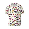 Zufioo Tulips Flowers Print Mens Button Down Short Sleeve Shirt,Classic