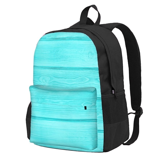 Zufioo Turquoise Wooden Pattern Adult Backpack,Wear-resistant and Breathable Multi-pocket Backpack, Suitable for Travel, Business and Outdoor Activities
