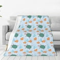 Zufioo Turtles And Goldfish Fleece Blanket Queen Size,Plush Bed Blanket