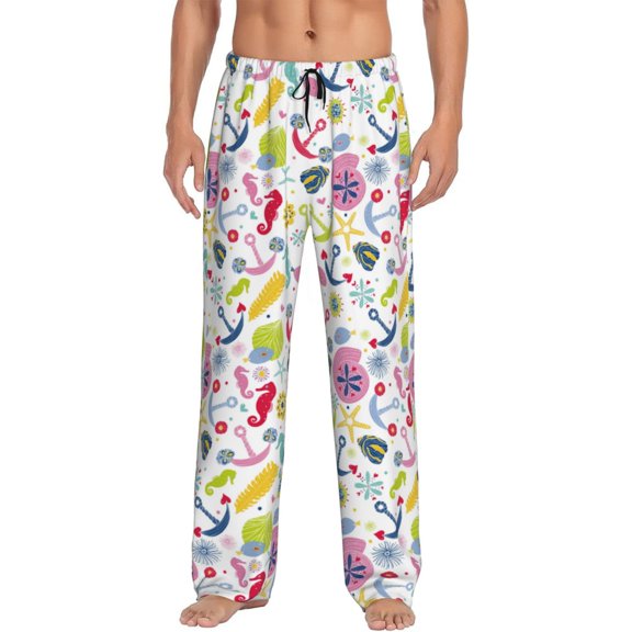 Zufioo Undersea Seahorse Mens Pajama Pants Sleep & Lounge Pants Sleepwear Pants(Available in Big & Tall)-Small