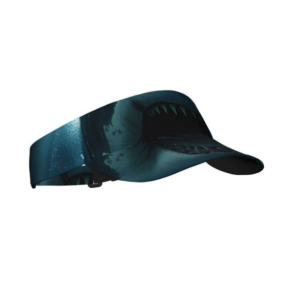 Zufioo Undersea Shark Print Adult Hollow Hat, Sun Protection Sports Hat - Sweat-absorbent, Adjustable Velcro Style, Unisex, Suitable for Outdoors