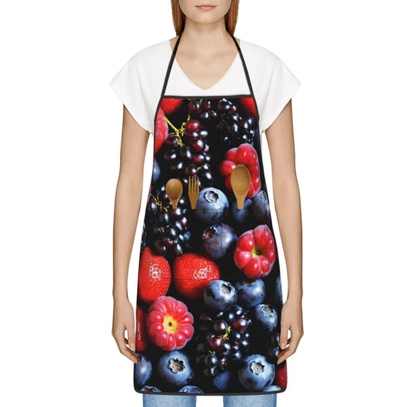 Zufioo Variety Of Fruits And Berries for Lock Hem Apron with Pockets, Stain and Oil Proof Tie-down Apron for Cooking Barbecue Restaurant, Unisex-One Size