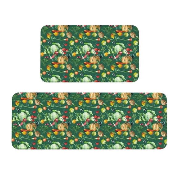 Zufioo Vegan 2PCS Kitchen Mats for Floor,Home Decor Cushion, 2PCS Kitchen Rugs,Anti Fatigue Mats for Kitchen Floor,Waterproof Kitchen Rug Set