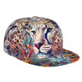 thumbnail image 1 of Zufioo Vibrant Leopard In Flowers Print Flat Brim Baseball Cap, Sun Protection, Sweat Absorption, Adjustable Sports Cap, Suitable for Men and Women in All Seasons, 1 of 7