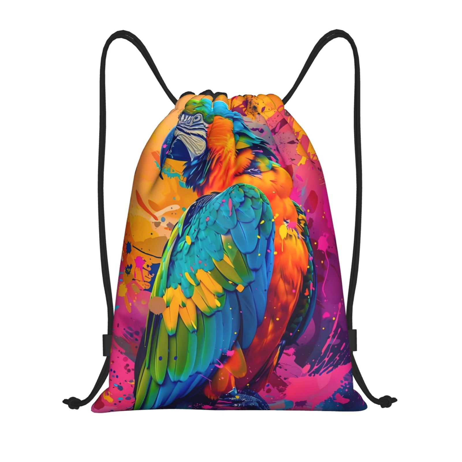Zufioo Vibrant Parrot Splash Art Sports Cinch Sack Gym String Bags ...