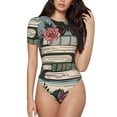 thumbnail image 1 of Zufioo Vintage Art Butterfly Flower Women's Shapewear Bodysuits, Slimming Fit Body Suit,One Piece Bodysuit,Body Shaper,Easy To Put On and Take Off -Small, 1 of 7